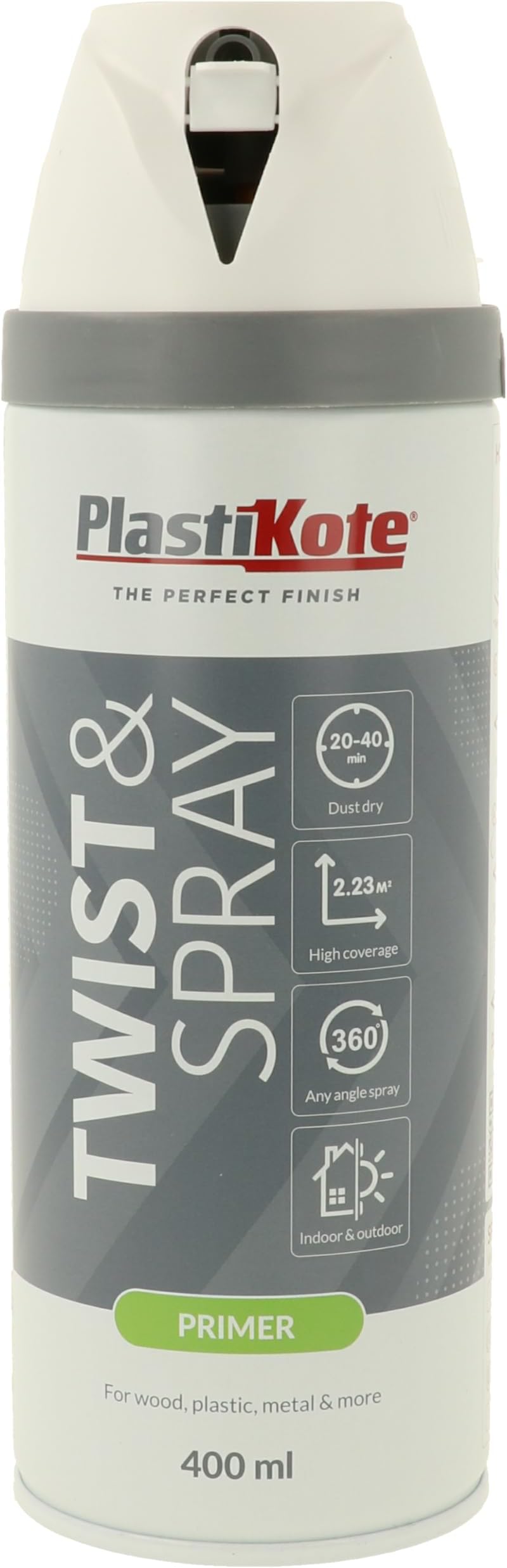 PlastiKote 25000 Primer White 400ml Twist & Spray Easy-Spray
