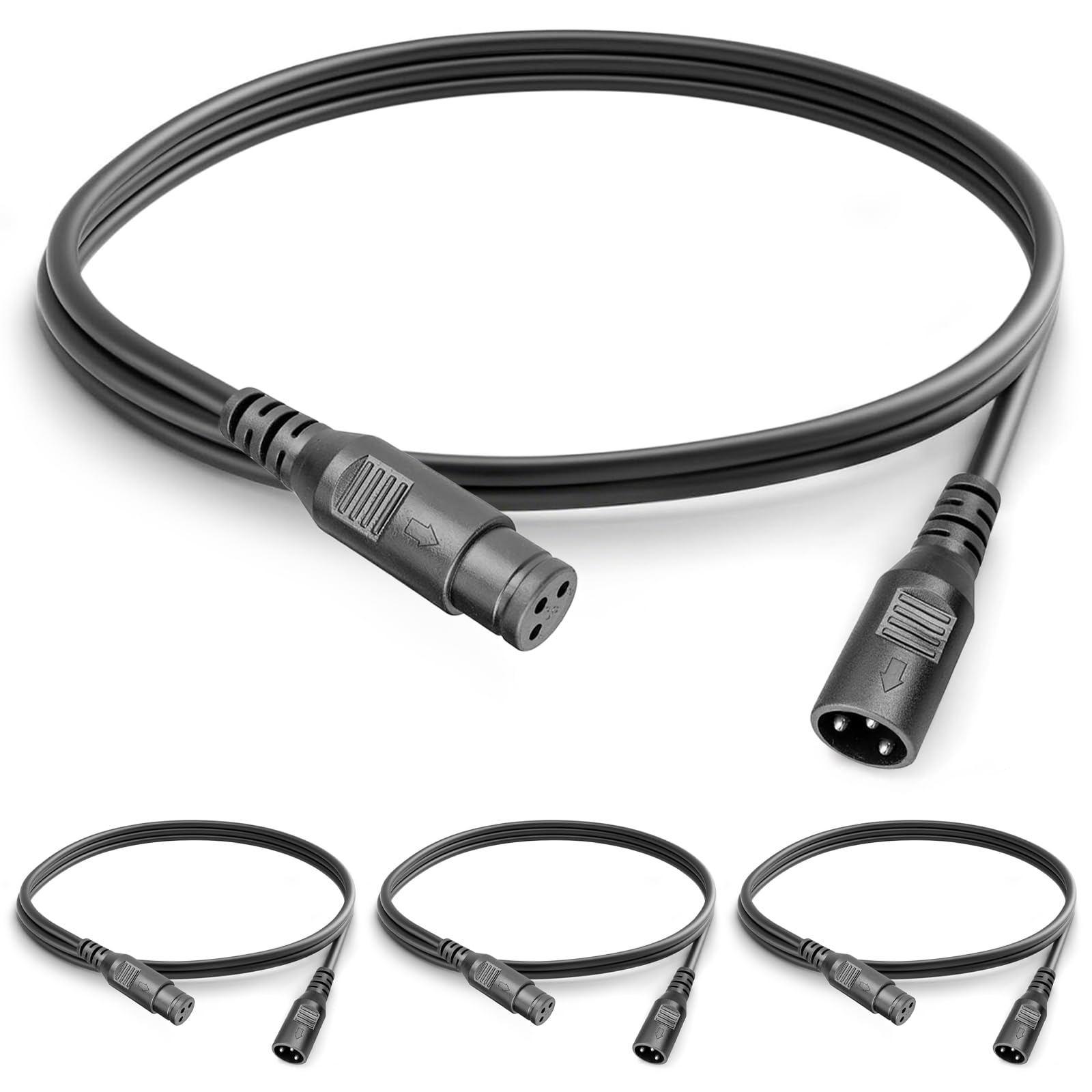 wecan 4 Packs 3 Pin Dmx Cable Pack Male Female XLR Patch Cables, Dmx Lead 1.2m 4ft XLR Male to XLR Female Light Dmx Cables, Short XLR Cable 1m for Stage Lights Dmx Controller Signal Connection
