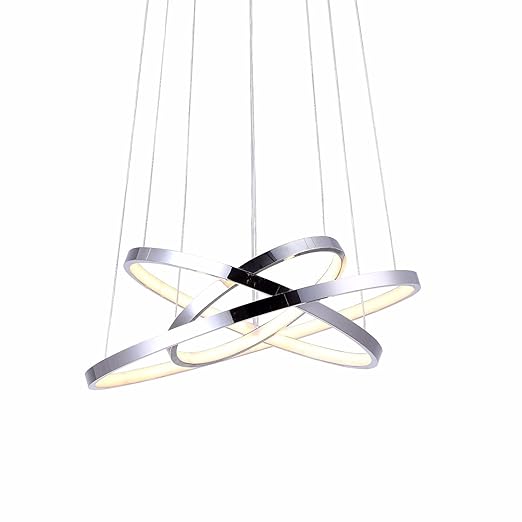 Large Led Three Ring Chrome Contemporary Chandelier Ceiling