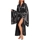 BATHGOWN Women's Silk Kimono Long Robe Satin Bridesmaid Wedding Sleepwear Beach Blouses Bikini Cover Up Plus Size