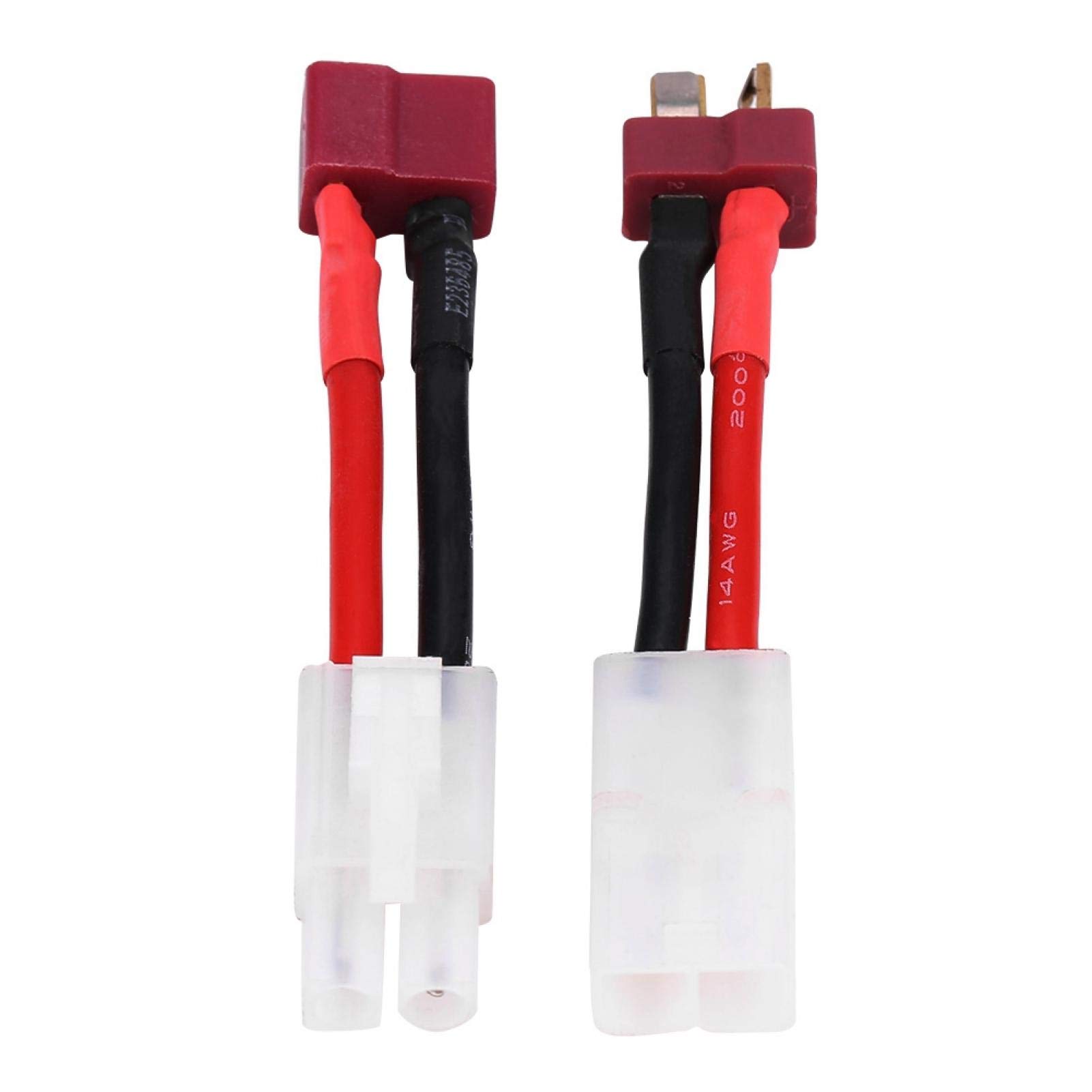 Bnineteenteam 2Pcs / Set T Plug Female/Male to Male/Female Adapter Connector Cable 14 AWG Wire RC Accessory deformation model t stecker adapter