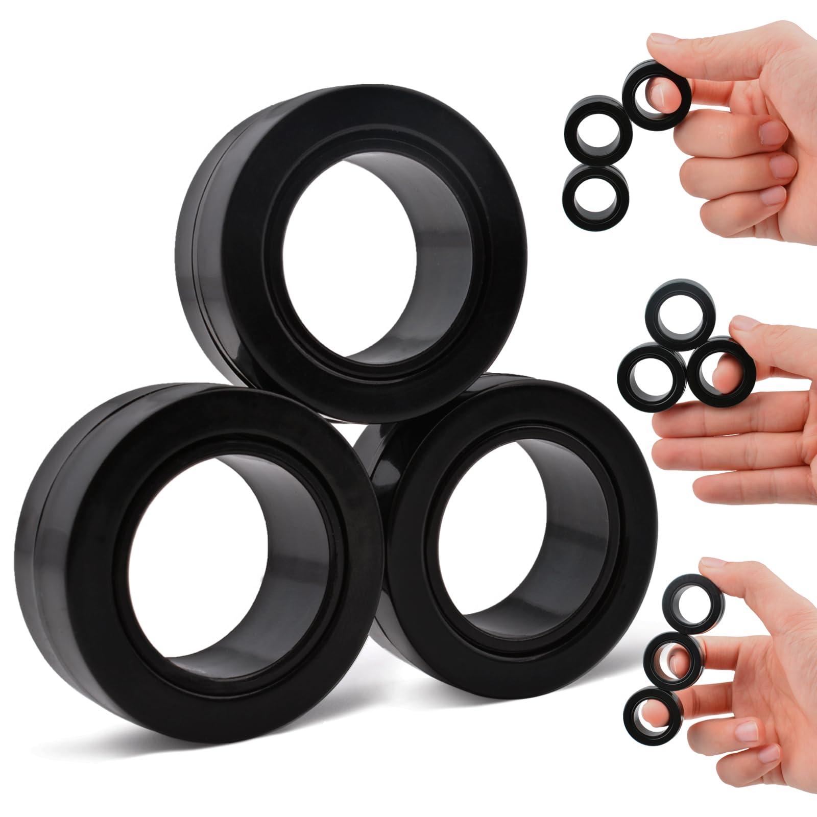 ASIOWELY Easter Basket Stuffers Magnetic Rings Fidget Toys Adults Teens Boys,3 PCS Fidget Spinners for ADHD Anxiety Stree Relief Fidget Rings,Birthdays Easter Gifts 3-6-8-12 + Year Old Kid Men Woman