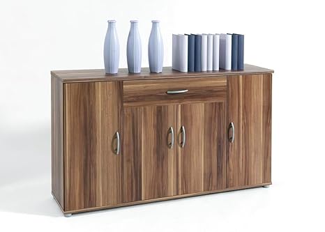BEGA Sideboard Kommode Anrichte Mehrzweckschrank Highboard Schrank Lilly 13 Varianten mit 4 Türen, 1 Schubkasten und 3 Regalb
