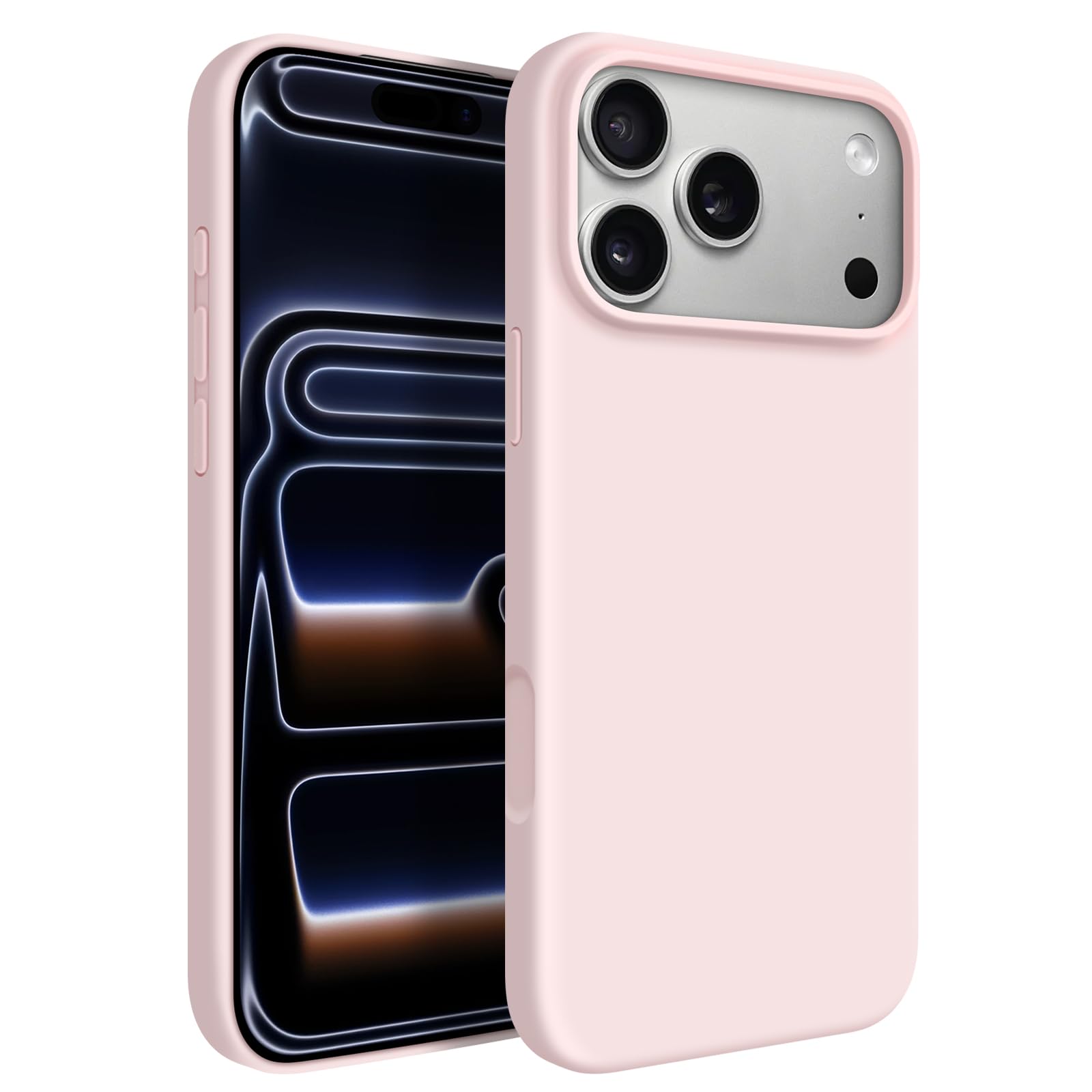 Newseego for iPhone 17 Pro Max Case with Camera Control Button, Solid Color Liquid Silicone Case for Women Girls Men Anti-Scratch Lining Shockproof Drop Protective Cover for iPhone 17 Pro Max-Pink