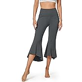 G4Free Capri Pants for Women Stretch Yoga Dress Pants with Pockets Ruffle Bell Bottom Athletic Work Leggings