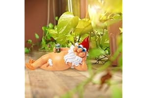 Funny Dwarf Statue, Garden Decor with Sunglasses and Beer, for Outdoor Lawn Porch Yard Home Office Decoration (Beach Male)