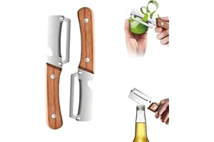 2 Pcs Multi-Functional Vegetable Peeler for Kitchen, Multi Functional Peelers with Wooden Handle and Bottle, Ultra-Sharp Stai