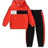 KIDLAGA Toddler Boy Clothes Long Sleeve Hoodie Sweatsuits Tops and Pants Boys Fall Winter Color Block Outfits Set 5-12 Years