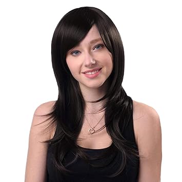 Buy Cribe Women S Side Bangs Long Straight Synthetic Hair Heat