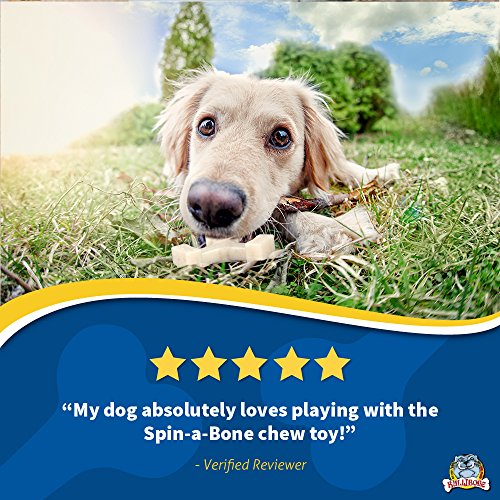 Nylon Dog Chew Toy - Bullibone Spin-a-Bone- Bacon Flavor - Interactive Dog Toy, Triggers Natural Instincts, and Improves Oral Health