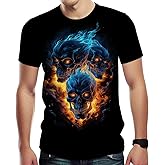 Hisayhe Men's Skull Graphic Casual Short Sleeve T-Shirt