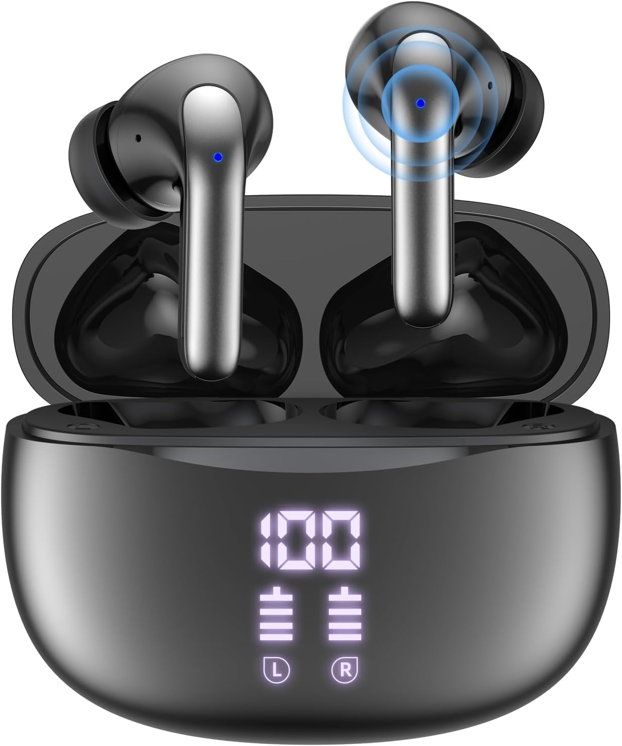 Kabellose Kopfhörer Bluetooth 5.3, 2026 Wireless in Ear Ohrhörer, 50H Tiefer Bass Ohrhörer, IPX5 Wasserdicht Sport Wireless Charger & USB-C Earbuds, Dual Mikrofon Noise Cancelling kopfhörer,with LED