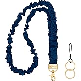 Hovmwey Scrunchie Teacher Lanyards for ID Badges Keys, Long Neck Key Lanyard Straps for Women Card Holder Keychain Wallet