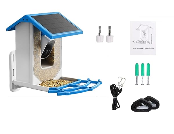 TREEBIRDY SMART BIRD FEEDER CAMERA – 4MP 2.5K FULL HD, 64G TF CARD INCLUDED, SOLAR POWERED WIRELESS, AUTO CAPTURE BIRD VIDEO & NOTIFY DETECTED BIRDS, AI IDENTIFY 11000+ BIRDS FEED WATCHING CAMERA