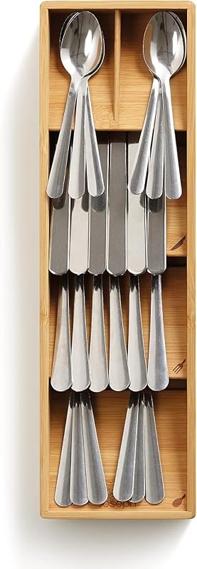 Loja de gavetas - Organizador compacto para gavetas de talheres, 5 compartimentos, capacidade para mais de 24 peças - Bambu