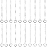Beebeecraft 1 Box 50 Strands Bracelet Chain Extender 304 Stainless Steel Extender Chain with Hollow Heart Charm Silver End Chain Extension Tails for Jewelry Making Necklace Bracelet DIY Crafts (60mm)