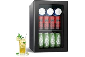 DOGHLY 0.95 Cu.ft Mini Fridge Holds 24 Cans, Beverage Refrigerator Cooler, Solid Door, Manual Temperature Control (at the Back), Quiet Compact Drink Fridge for Soda, Beer, Wine, Office, Dorm, Bar