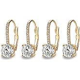 Ladies 1 Carat Diamond Pendant Earrings 18K Gold Plated Cubic Zirconia Hanging Lever Bridal Earrings Girls and Women's Fashion Jewelry