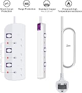 Tech Traders 3 Way Extension Lead 2M Cable Individual Switches White Power view 2