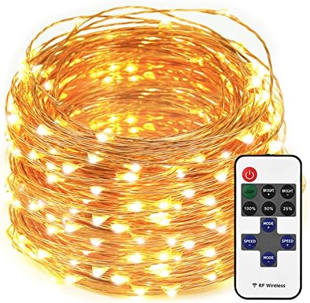 LED String Lights Dimmable with Remote Control, 66ft 200 LEDs Waterproof Christmas Decorative Lights for Bedroom, Balcony, Patio, Garden, Party, Wedding (Copper Wire, Warm White)
