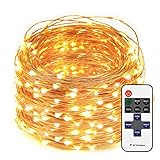ESICOO LED String Lights Dimmable Waterproof for Bedroom, Patio, Garden, Party, Wedding Decoration (Copper Wire, Warm White) (66ft)