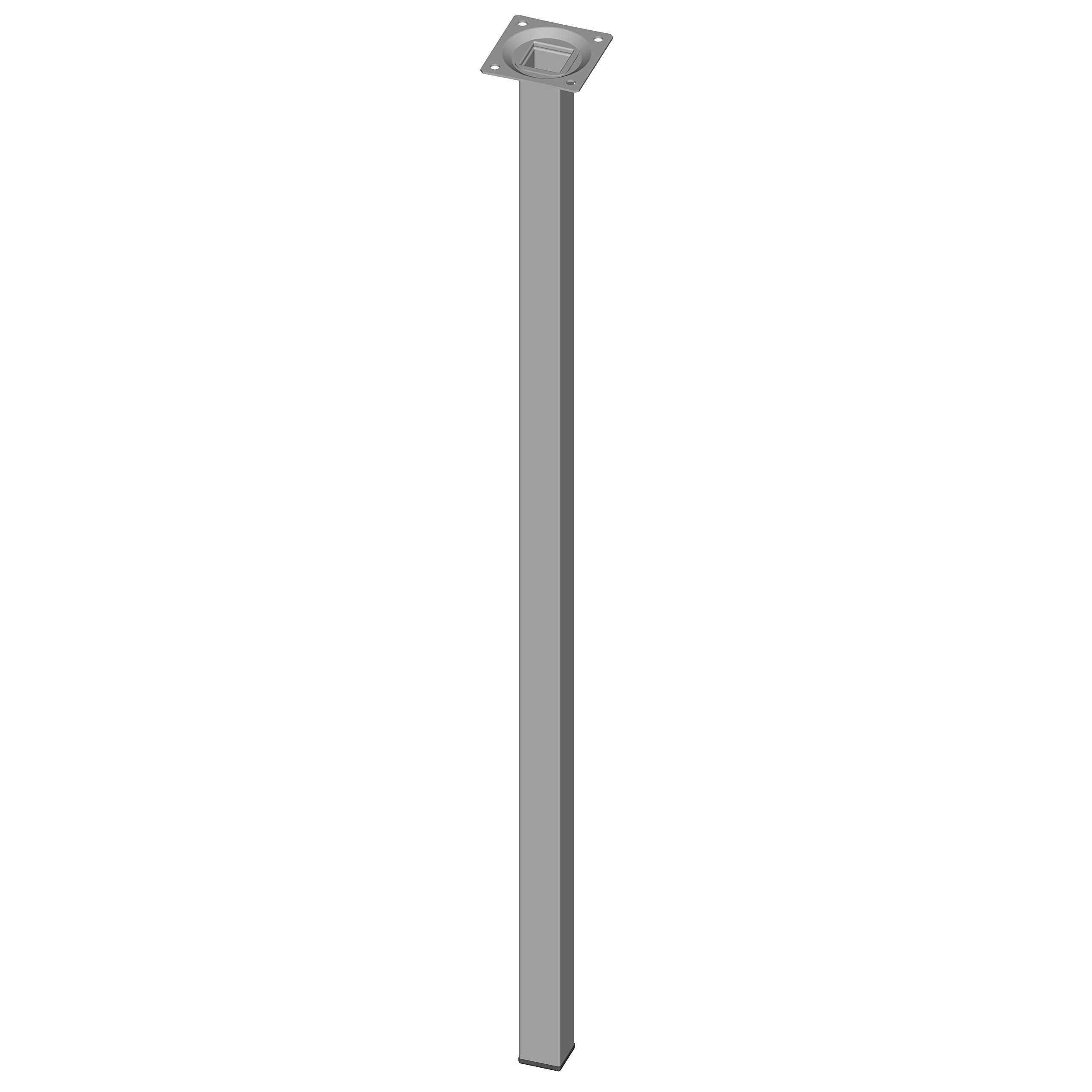 Element System 18133-00312 700 mm Length 25 x 25 mm Diameter Square Steel Pipe Furniture Legs includes Screw-Mounting Plate - White Aluminium (4-Piece)