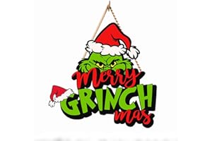 DENYLO PRO Christmas Door Sign Christmas Wood Sign Hanging Xmas Holiday Wood Hanger for Front Door Decor Outdoor Indoor Wall Wreath Decor for Family Kids Party