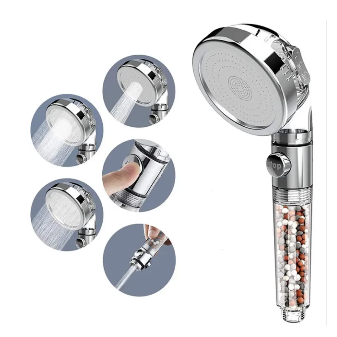 MAWANS Ionic Shower Head, High Pressure Handheld, Water Filter Shower Heads for Hard Water, Eco-Stop Function, 3 Modes Adjustable, Water Saving