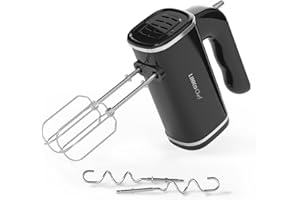 LINKChef Electric Hand Mixer, 450W Handheld Mixer with Whisk, Dough Hook and Storage Base, 5-Speed Turbo Kitchen Mixer Blender for Baking, Cakes, Eggs, Cream, Brownies