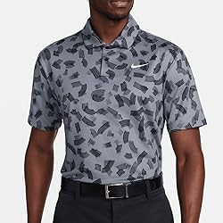 Nike Men's Dri-FIT Tour Golf Polo Dark Grey | White
