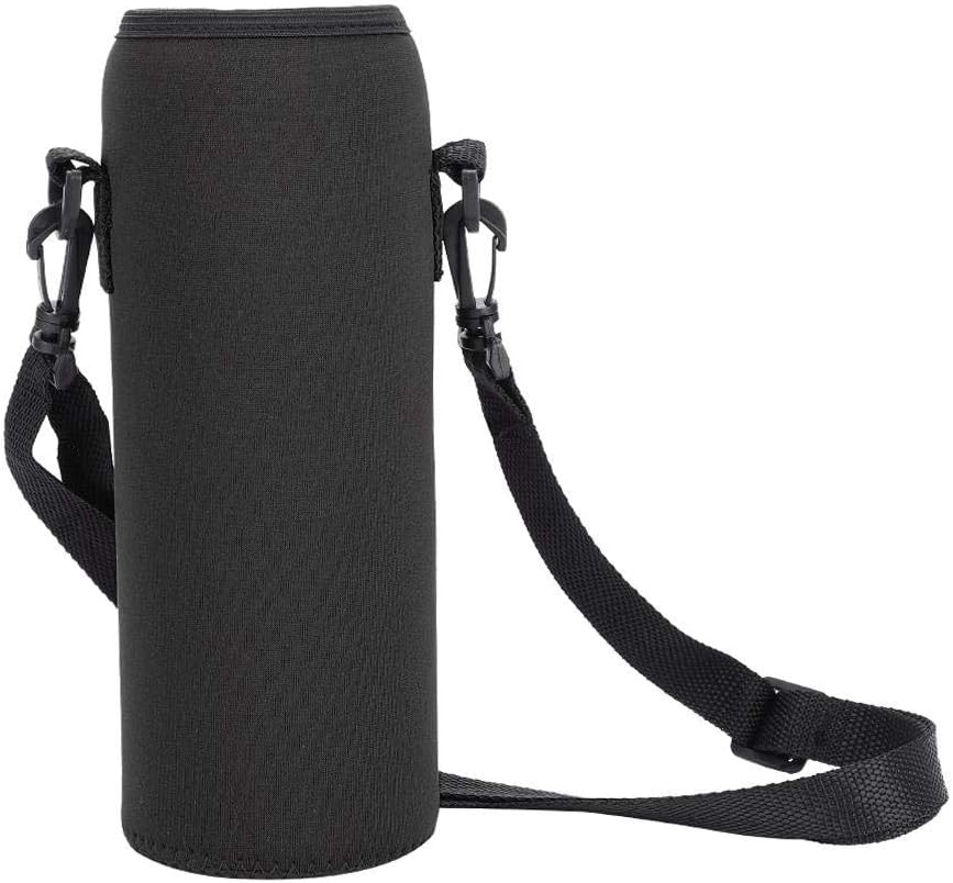 Dilwe VGEBY 1000ml Water Bottle Insulator Sleeve, Neoprene Carrier Pouch with Adjustable Strap for Gym Cycling Hiking(Black)