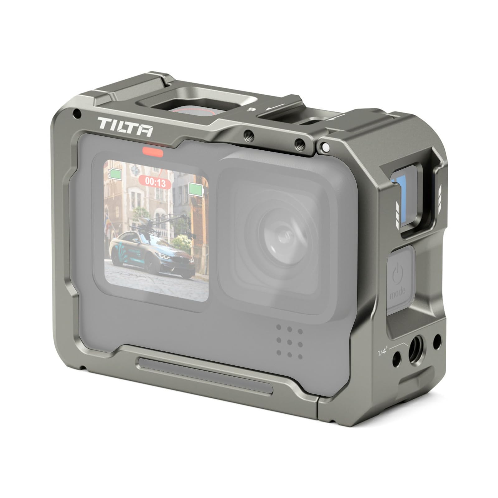 Tilta Full Camera Cage Compatible with GoPro HERO 10, 11, 12 Filmmaking Kit with Cold Shoe Receiver, Applicable with 52mm Circular Filters -Titanium Gray TA-T42-FCC-TG