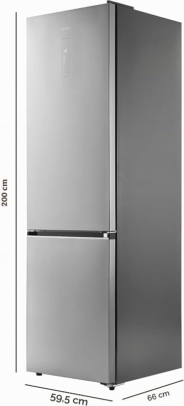 Frigorifero Combinato Total No Frost 405 L Bolero CoolMarket Combi 405WL Elite Inox D. Altezza 200 cm, Larghezza 60 cm, MetalFlex Cooling, Fresh Flex, Interno Elite Grey, Inox