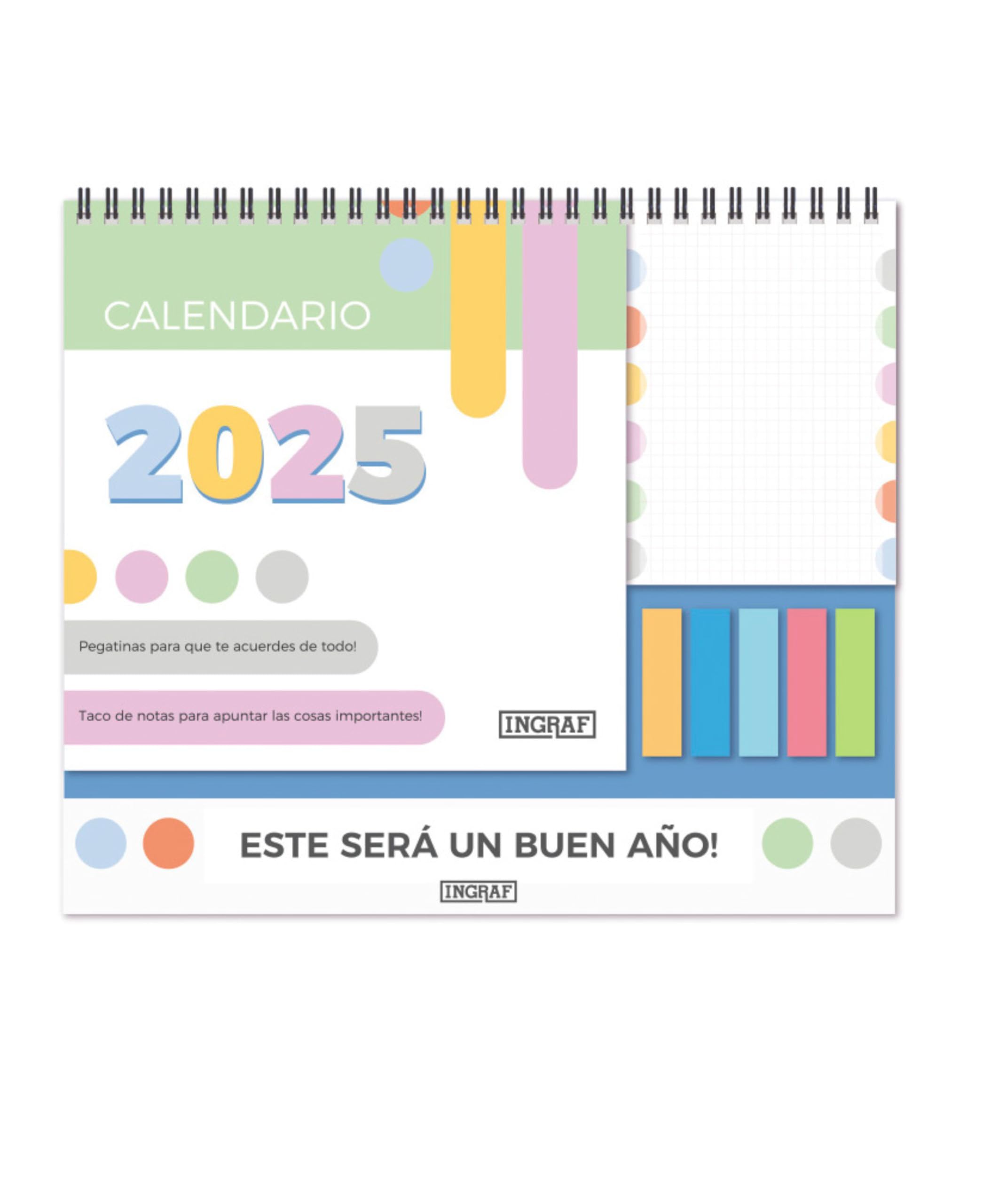 2025 Vertical Calendar with Note Pad and Banners. INGRAF