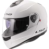 LS2 Helmets Strobe II Modular Motorcycle Helmet W/SunShield (Gloss White - X-Large)