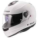 LS2 Helmets Strobe II Modular Motorcycle Helmet W/ SunShield (Gloss White - Small)