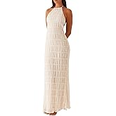 Women Sexy Hollow Out Maxi Dress Sleeveless Backless Lace Pachwork Bodycon Long Dress Y2k Going Out Party