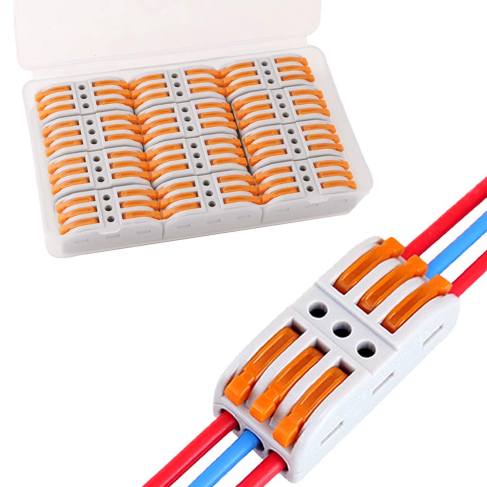QitinDasen 12Pcs SPL-3 Lever-Nut Wire Connector, 3 in 3 out 6 Ports Conductor Compact Wire Connector