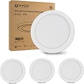 NOVELUX 5" Flush Mount Ceiling Light Dimmable, 5000K White LED Ceiling Light Ultra Thin Round Ceiling Light Fixture for Bedroom, Bathroom,Kitchen, Hallway,Basement,Closet,3Pack
