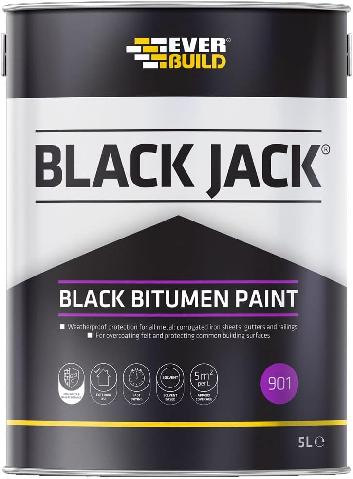 BLACK JACK Everbuild Black Jack 901 Black Bitumen Paint 5 Litres