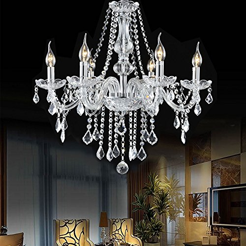 image for Boshen Crystal Chandelier 6 Lights Fixture Pendant Ceiling Lamp for Di