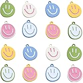 Topflier Colorful Smile Face Charms Alloy Smile Face Pendants For Jewelry Making Bracelet Necklace Earring Keychain DIY Gifts 32 Pieces (Rotundity)