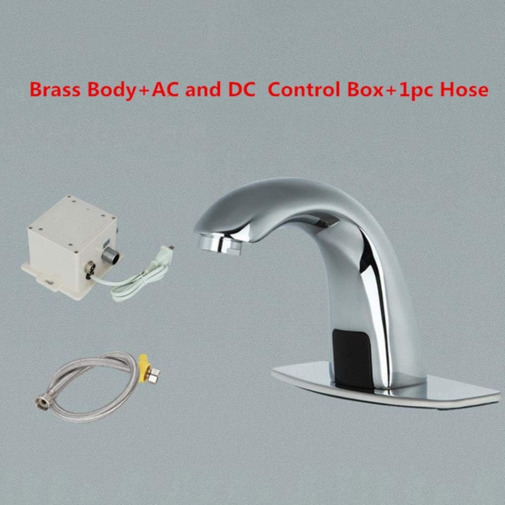 Bath Shower Taps Automatic Electronic Hands Free Bathroom Faucet Basin Cold Water Touchless Mixer Infrared Basin Sensor Water Faucet 4201,Brass Ac and Dc