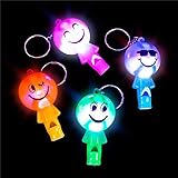 2” Light-Up Smiley Face Whistle Keychain