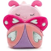 NICE CHOICE Cute Toddler Backpack Toddler Bag Plush Animal Cartoon Mini Travel Bag for Baby Girl Boy 2-6 Years(Pink Butterfly)