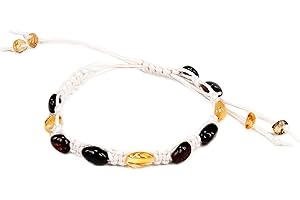 AMBERAGE Friendship Braided Bracelets with Natural Baltic Amber Beads for Adults/Teens- Hand Made (4 Colors)