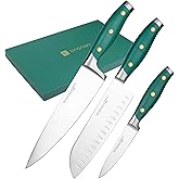 linoroso 3 Pieces Kitchen Knife Set with Premium Gift Box, Sharp German Carbon Stainless Steel Chef Knife Set for Home Kitche