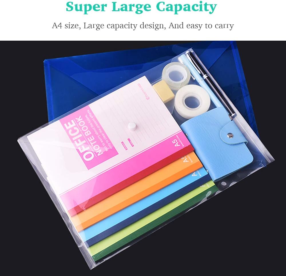 Clear Document Folders Transparent Filing Envelopes Waterproof Plastic Envelopes File Holder Filing Document Poly Envelope with Snap Button Closure for A4 Letter Paper Size (White/5 Pcs) : Office Products