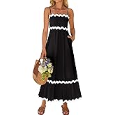 ZESICA Women's 2026 Summer Spaghetti Straps Sleeveless Backless Sundress Flowy Smocked Lace Swing A Line Midi Dress