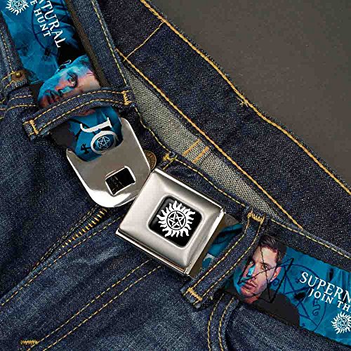 Supernatural Dean/join The Hunt Blues/white Seatbelt Belt